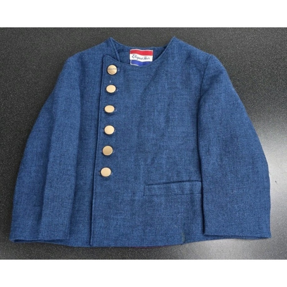 Elegant‎ Heir Vintage Toddler Blazer Jacker Coat Button Up Navy Wool Victorian